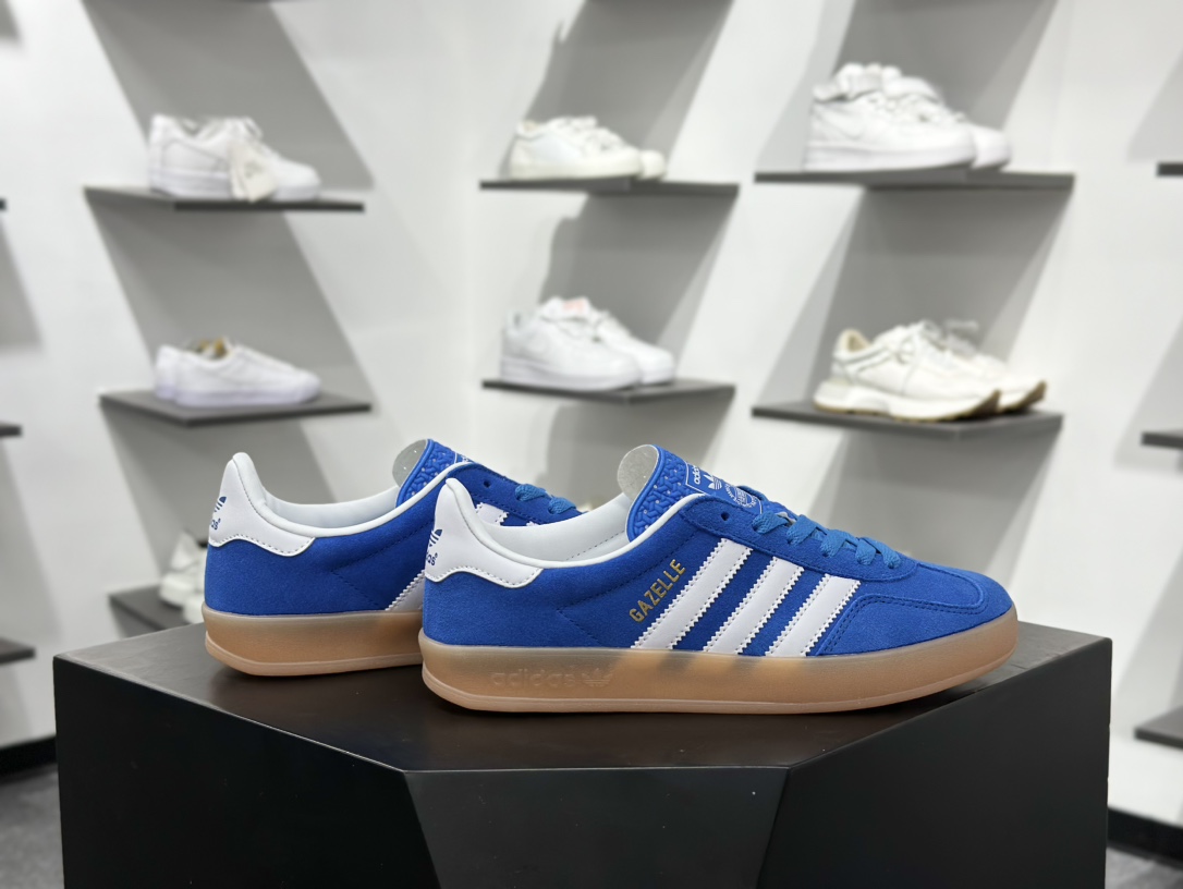 adidas Originals Gazelle INdoor 蓝白 三叶草休闲防滑耐磨低帮板鞋 JI2061