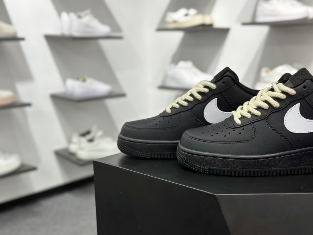 Nike Air Force 1'07 Low 黑白麻绳 空军一号低帮休闲板鞋 ZH0316-073