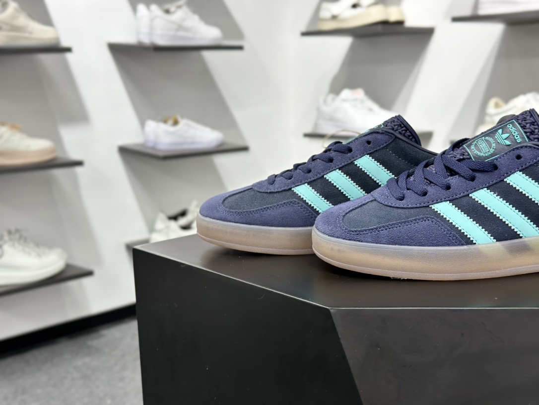 160 adidas Originals Gazelle INdoor 蓝绿 三叶草休闲防滑耐磨低帮板鞋 JI2587