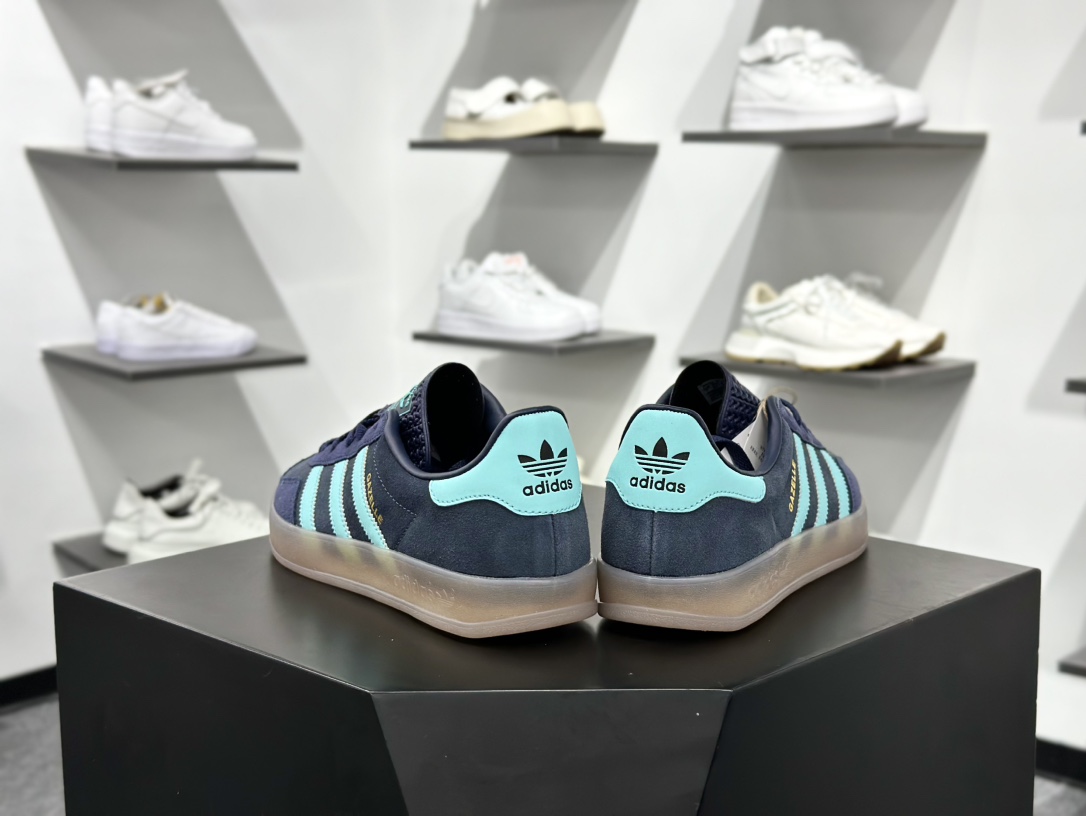 160 adidas Originals Gazelle INdoor 蓝绿 三叶草休闲防滑耐磨低帮板鞋 JI2587