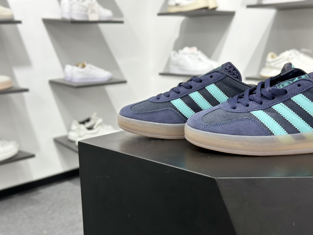 adidas Originals Gazelle INdoor 蓝绿 三叶草休闲防滑耐磨低帮板鞋 JI2587