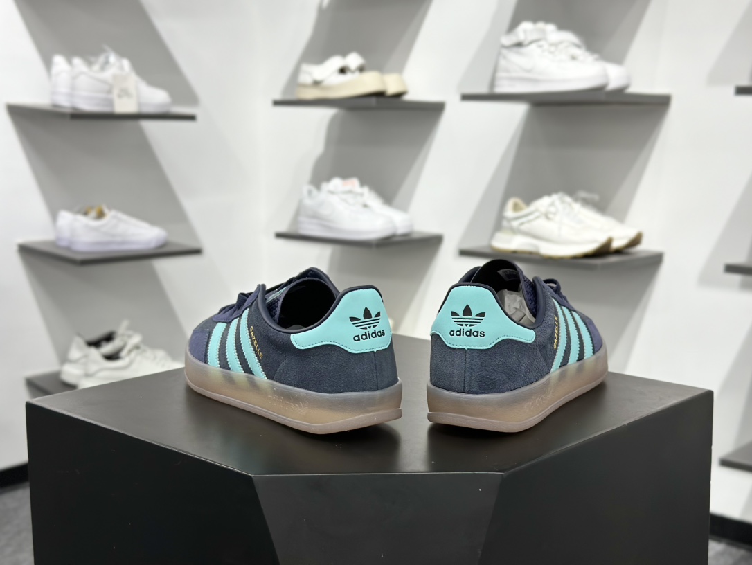 adidas Originals Gazelle INdoor 蓝绿 三叶草休闲防滑耐磨低帮板鞋 JI2587