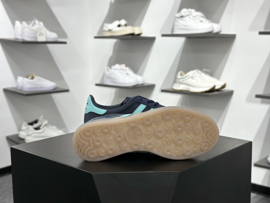 adidas Originals Gazelle INdoor 蓝绿 三叶草休闲防滑耐磨低帮板鞋 JI2587