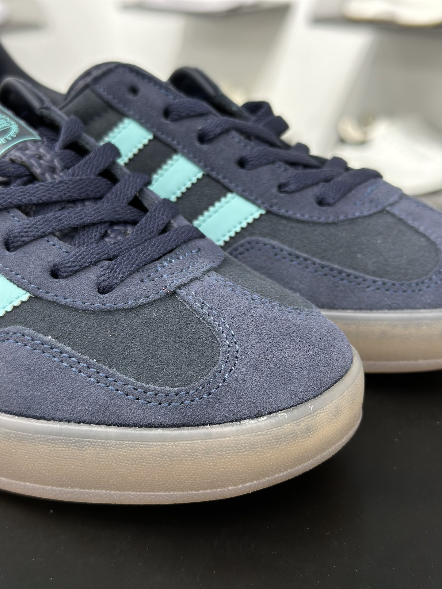 adidas Originals Gazelle INdoor 蓝绿 三叶草休闲防滑耐磨低帮板鞋 JI2587