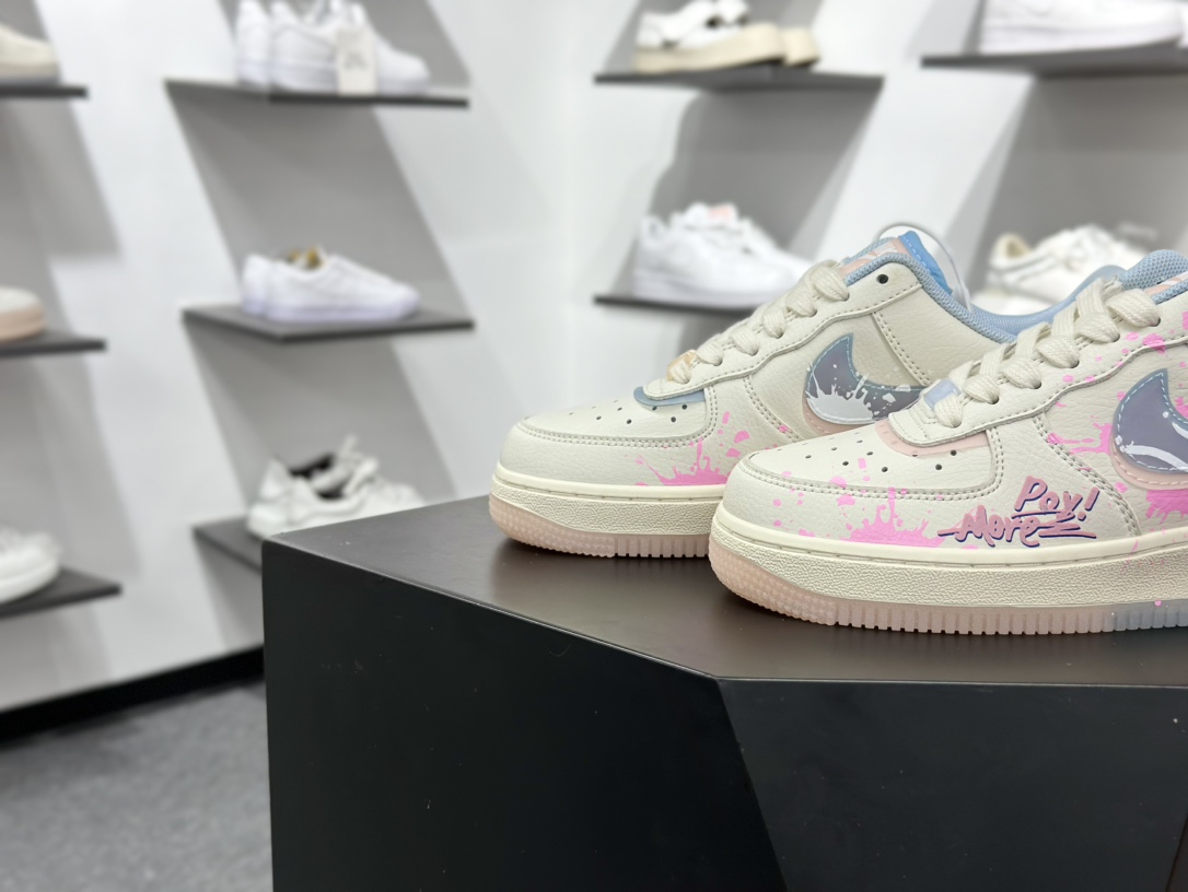 260 Nike Air Force 1 Low 07 米粉蓝涂鸦双小钩 CW1574-058