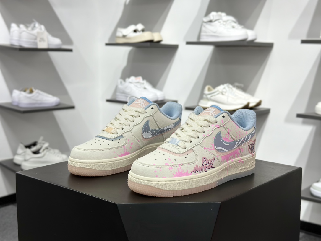 260 Nike Air Force 1 Low 07 米粉蓝涂鸦双小钩 CW1574-058