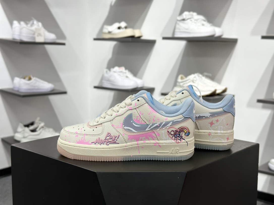 260 Nike Air Force 1 Low 07 米粉蓝涂鸦双小钩 CW1574-058