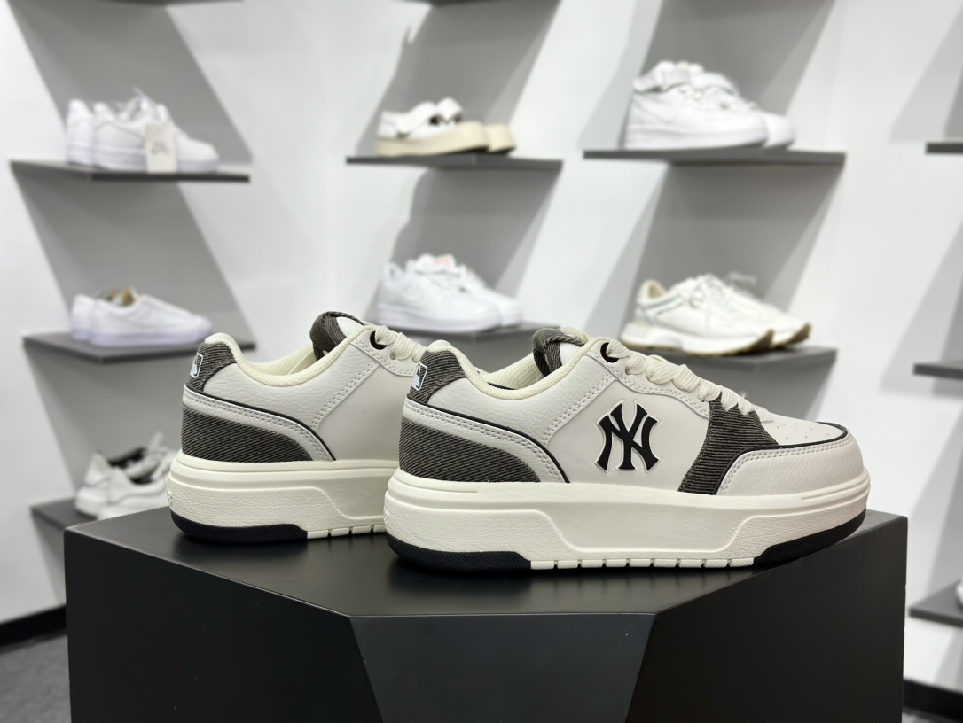 New York Yankees x MLB Chunky Liner Low 洋基队学长鞋系列低帮老爹风轻量增高厚底百搭休闲运动板鞋 3ASXD015N