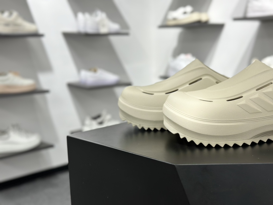 阿迪达斯 Adidas 波波凉鞋 OZWAVE CL波波凉鞋 沙滩拖鞋 稳定缓震回弹厚底老爹拖鞋 JR6758