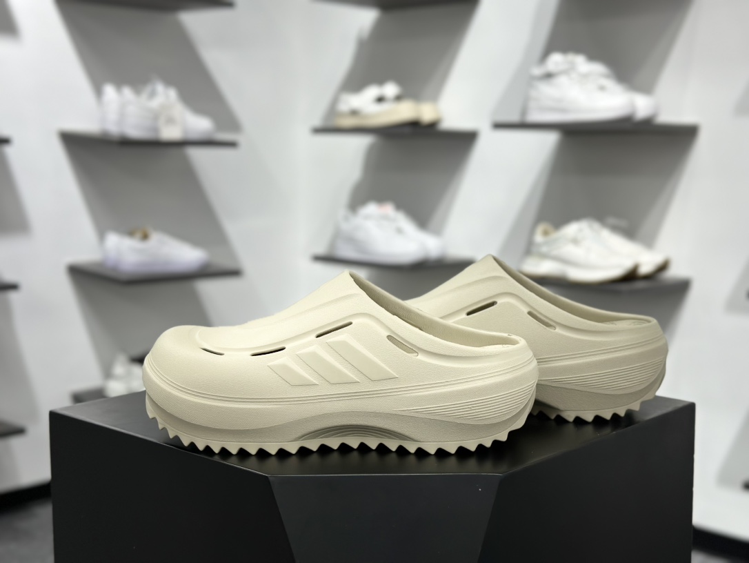 阿迪达斯 Adidas 波波凉鞋 OZWAVE CL波波凉鞋 沙滩拖鞋 稳定缓震回弹厚底老爹拖鞋 JR6758