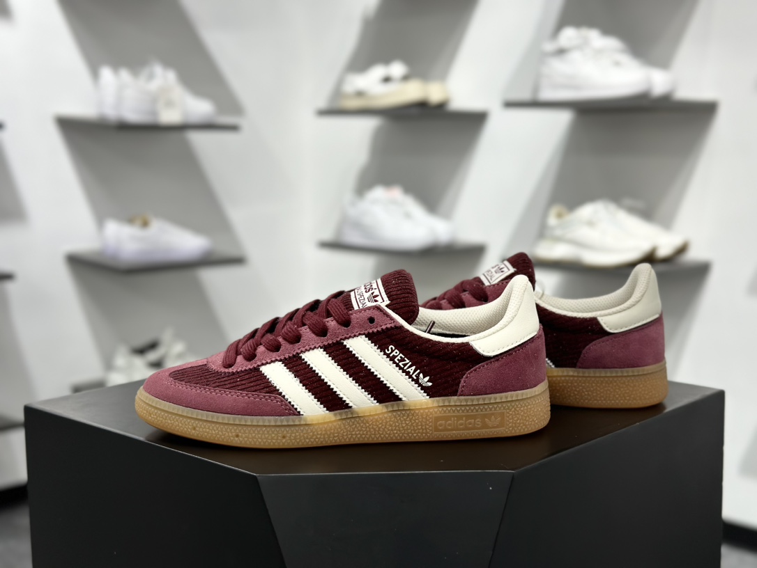 Adidas Handball Spezial 阿迪达斯经典款牛皮复古休闲板鞋 酒红白生胶 IG1978