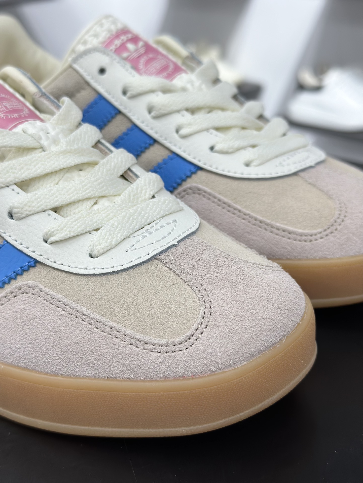 adidas Originals Gazelle INdoor 粉蓝 三叶草休闲防滑耐磨低帮板鞋 JQ0010