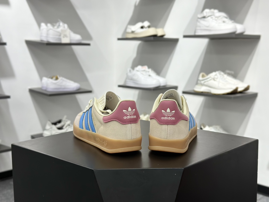 adidas Originals Gazelle INdoor 粉蓝 三叶草休闲防滑耐磨低帮板鞋 JQ0010