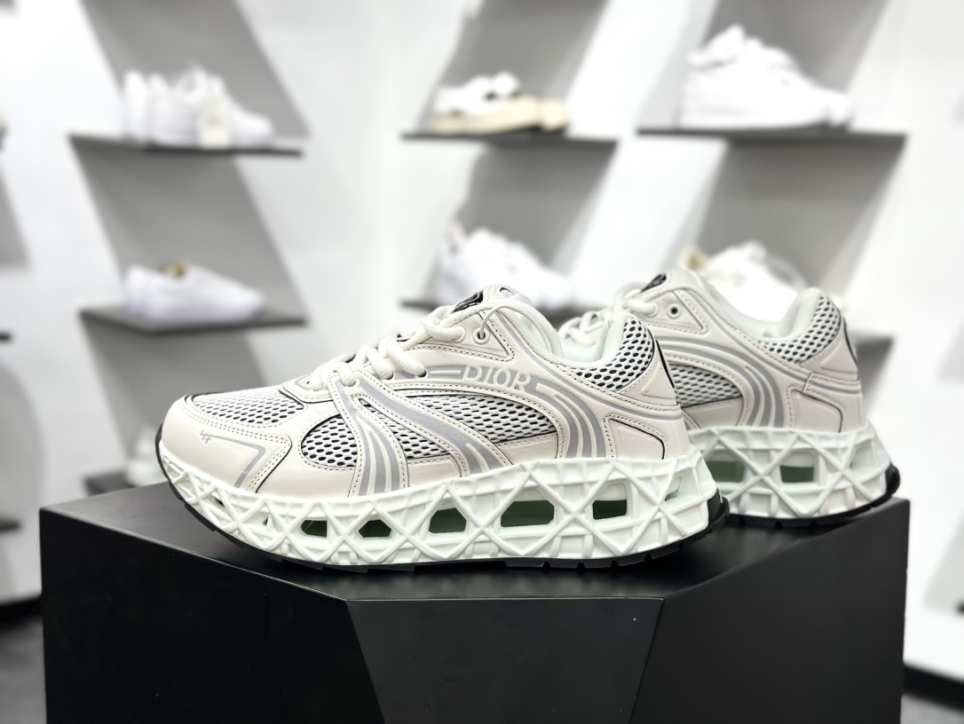 500 迪奥/Dior B30 Low-Top Sneaker B30系列低帮经典慢跑鞋“白灰” 3SN323ZCY_H068