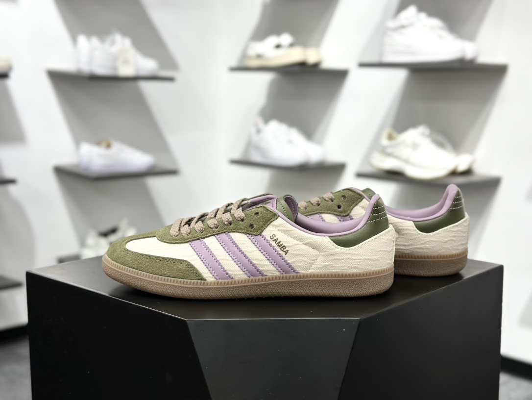 三叶草Adidas Originals Samba OG桑巴舞系列绅士德训运动板鞋“仙踪绿紫米白生胶底” JP5675