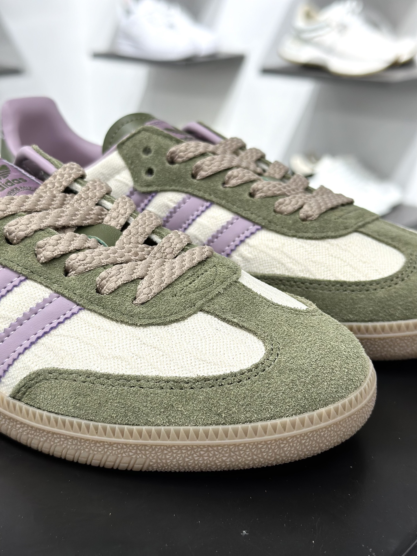 三叶草Adidas Originals Samba OG桑巴舞系列绅士德训运动板鞋“仙踪绿紫米白生胶底” JP5675