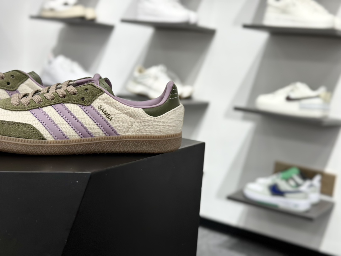 三叶草Adidas Originals Samba OG桑巴舞系列绅士德训运动板鞋“仙踪绿紫米白生胶底” JP5675