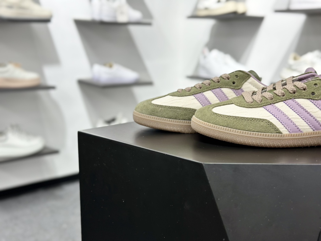 三叶草Adidas Originals Samba OG桑巴舞系列绅士德训运动板鞋“仙踪绿紫米白生胶底” JP5675