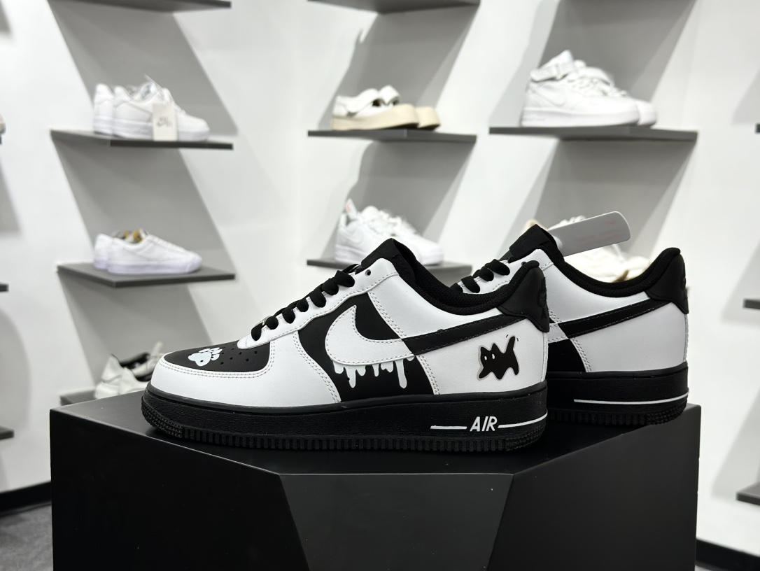【定制球鞋】Air Force 1 Low 灰色地带 白黑 经典休闲运动板鞋 ZH0316-077