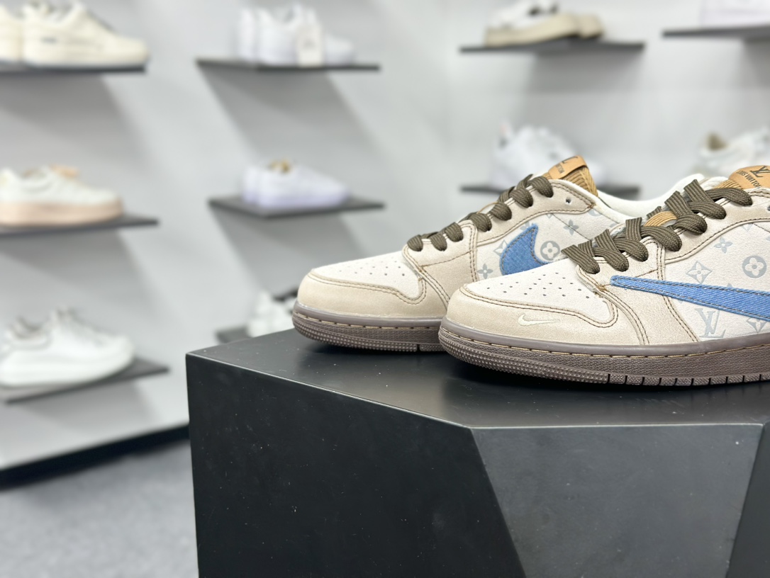 280 Travis Scott x Nike Air Jordan 1 Low x Louis Vuitton Air Jordan 1 Low 反转棕蓝倒钩 CH6336-022