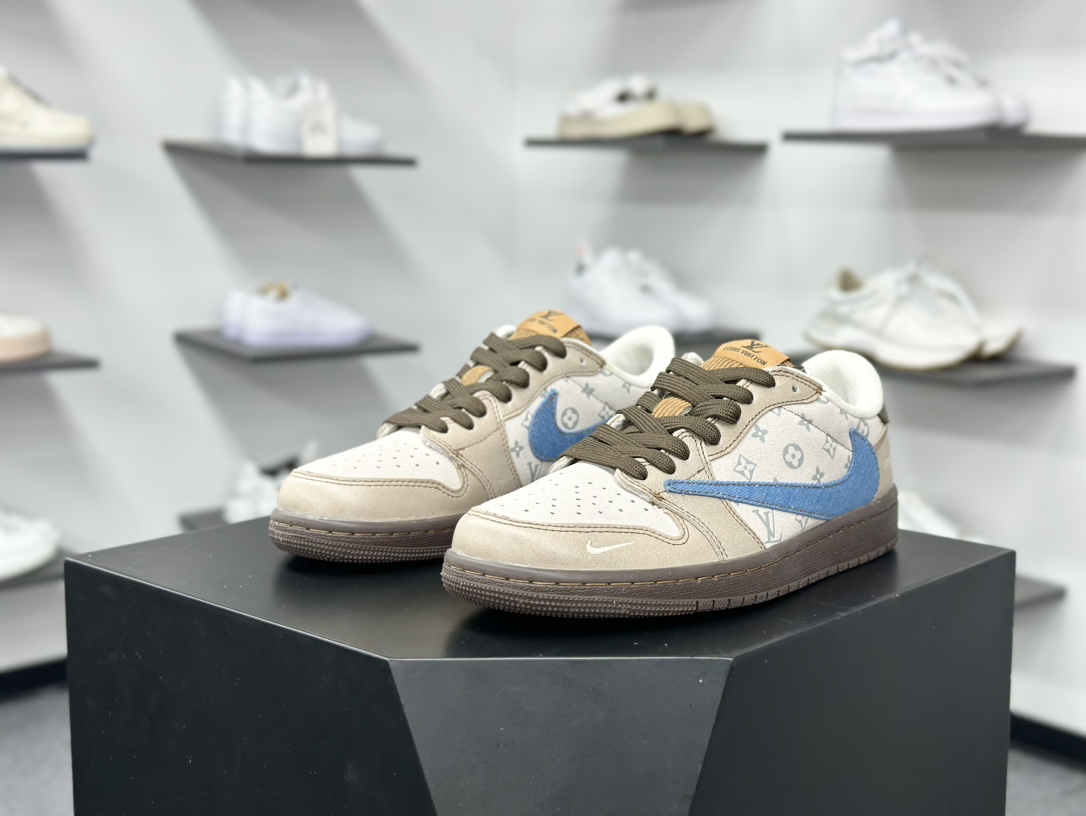 280 Travis Scott x Nike Air Jordan 1 Low x Louis Vuitton Air Jordan 1 Low 反转棕蓝倒钩 CH6336-022