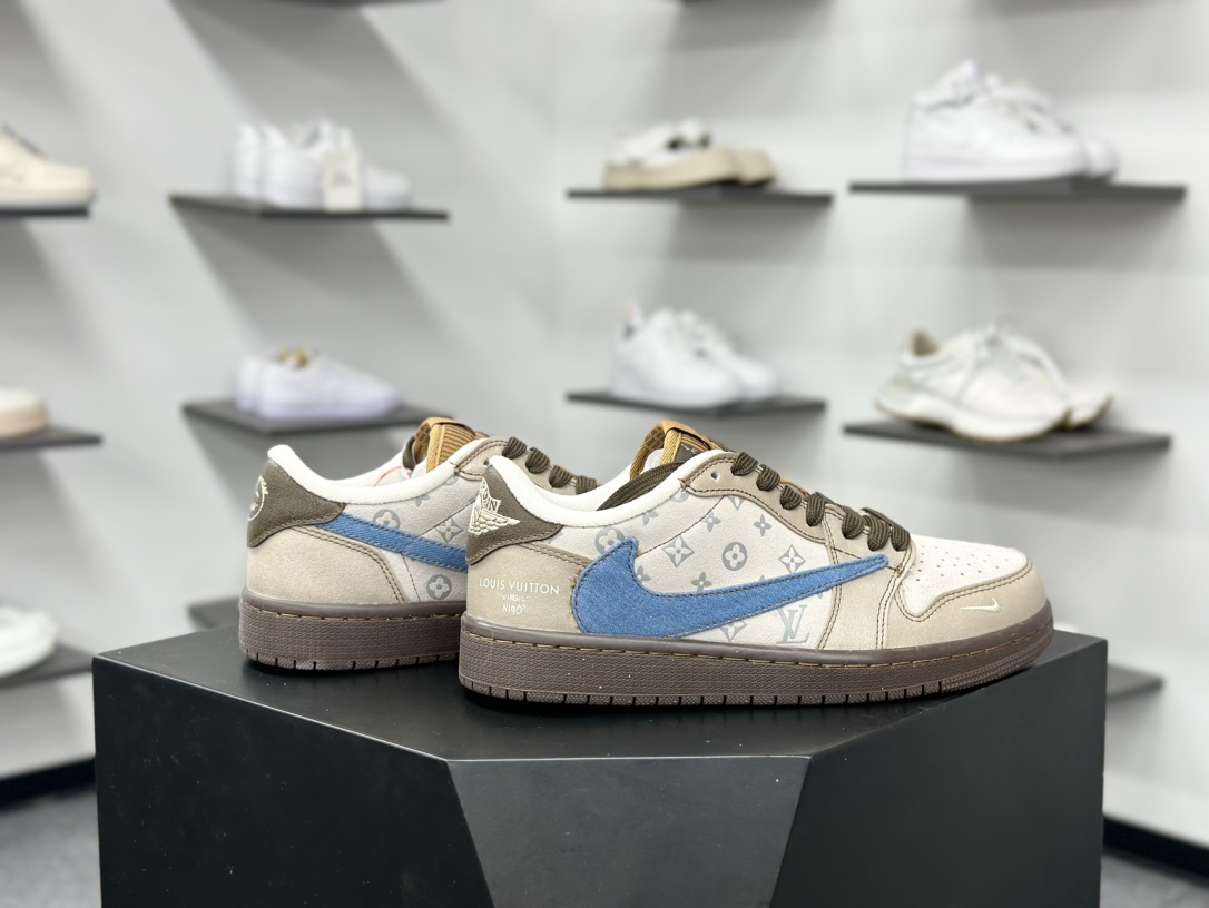 280 Travis Scott x Nike Air Jordan 1 Low x Louis Vuitton Air Jordan 1 Low 反转棕蓝倒钩 CH6336-022