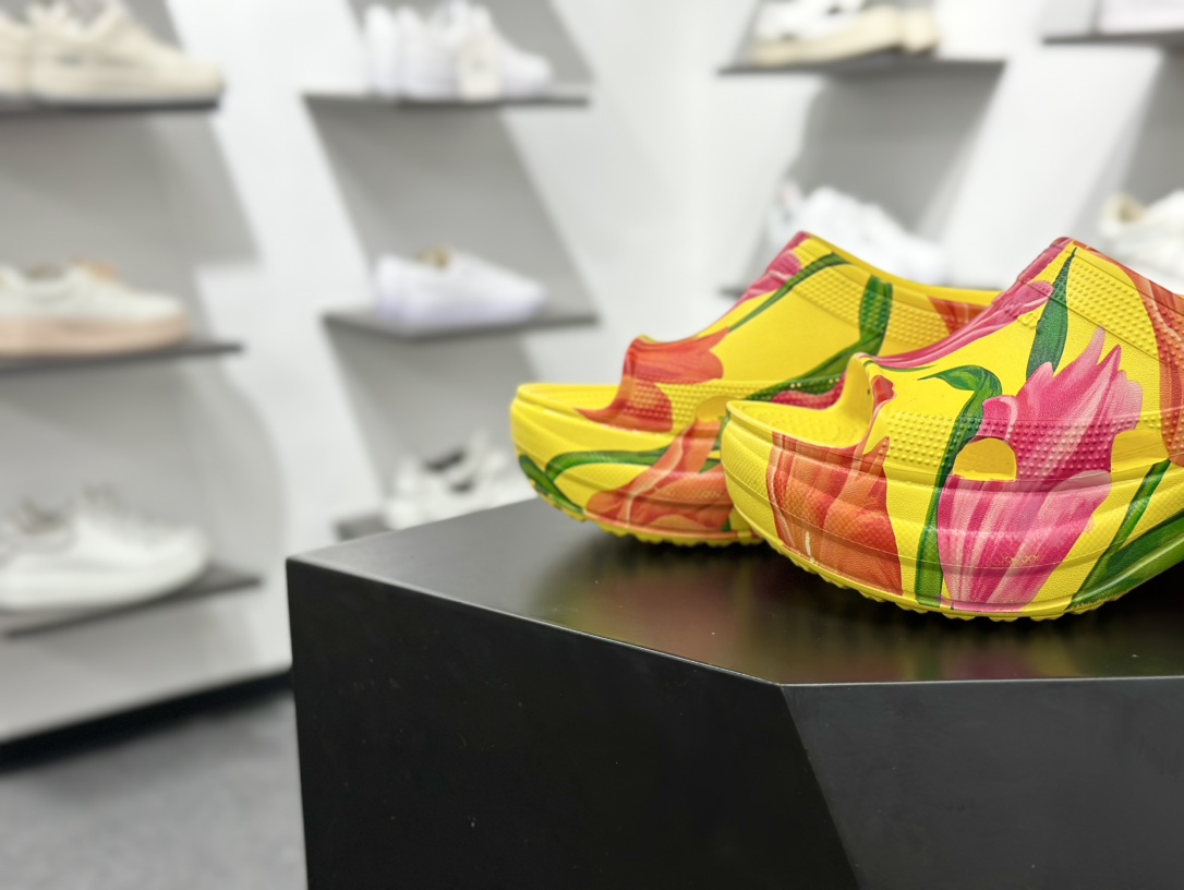 巴黎世家BALENCIAGA x Crocs Cruise Platform Mule Sandals 松糕厚底沙滩涉水百搭休闲包头式凉拖鞋式凉鞋 677389W1S8F7053