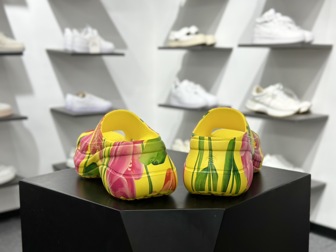 巴黎世家BALENCIAGA x Crocs Cruise Platform Mule Sandals 松糕厚底沙滩涉水百搭休闲包头式凉拖鞋式凉鞋 677389W1S8F7053