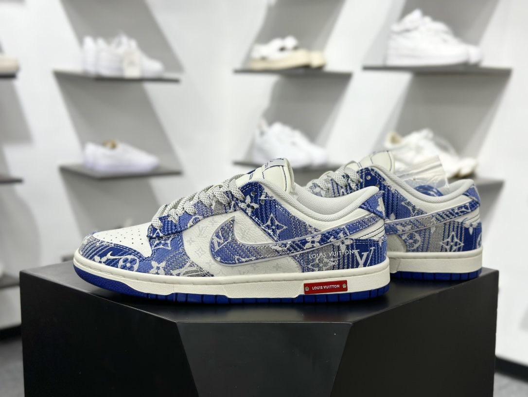 路易威登Louis Vuitton x Nike SB Dunk Low”LV Monogram”扣篮滑板板鞋“牛仔蓝米白LV提花” SC9772-808