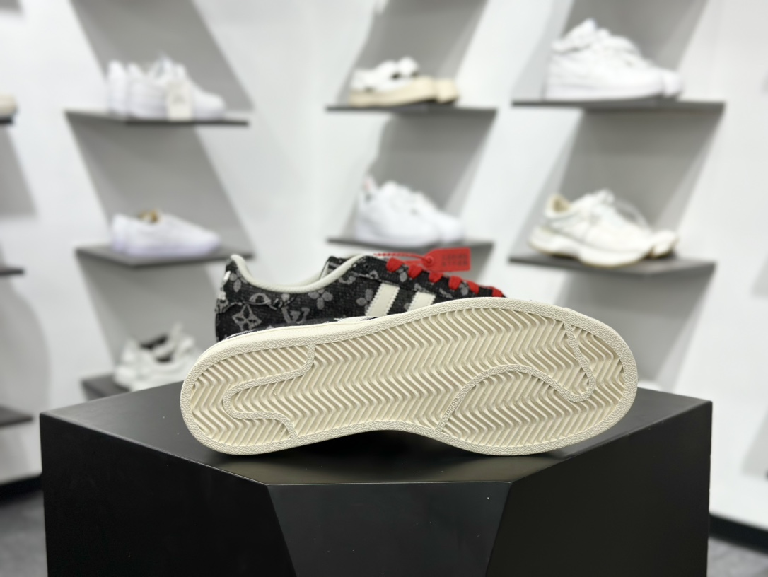 路易威登Louis Vuitton x Adidas Originals Superstar”Black/White//LV Monogram”贝壳头系列低帮板鞋“牛仔黑白LV老花提花” IG1988