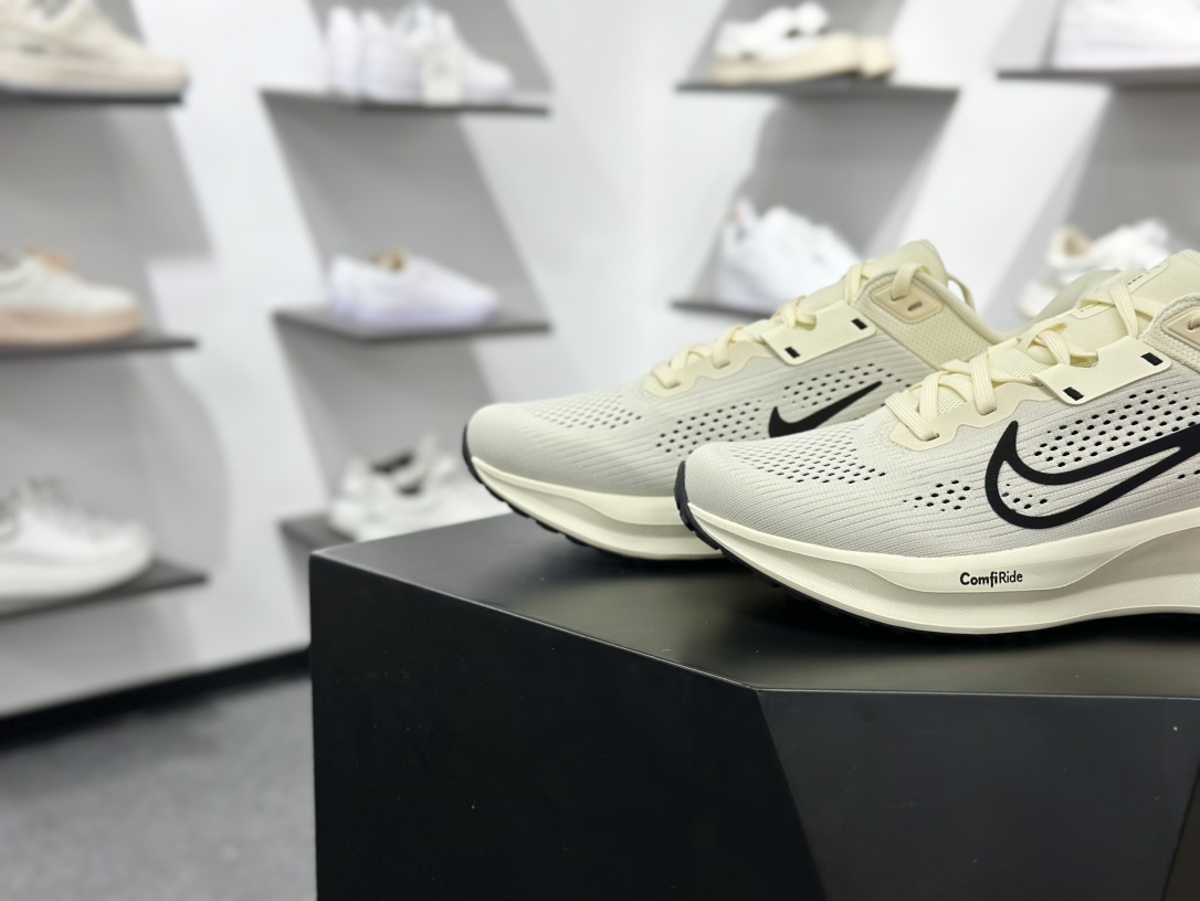 耐克Nike Zoom Quest 6 探索者6代系列低帮轻质透气休闲运动跑步鞋“网织米黄黑” FD6033-104