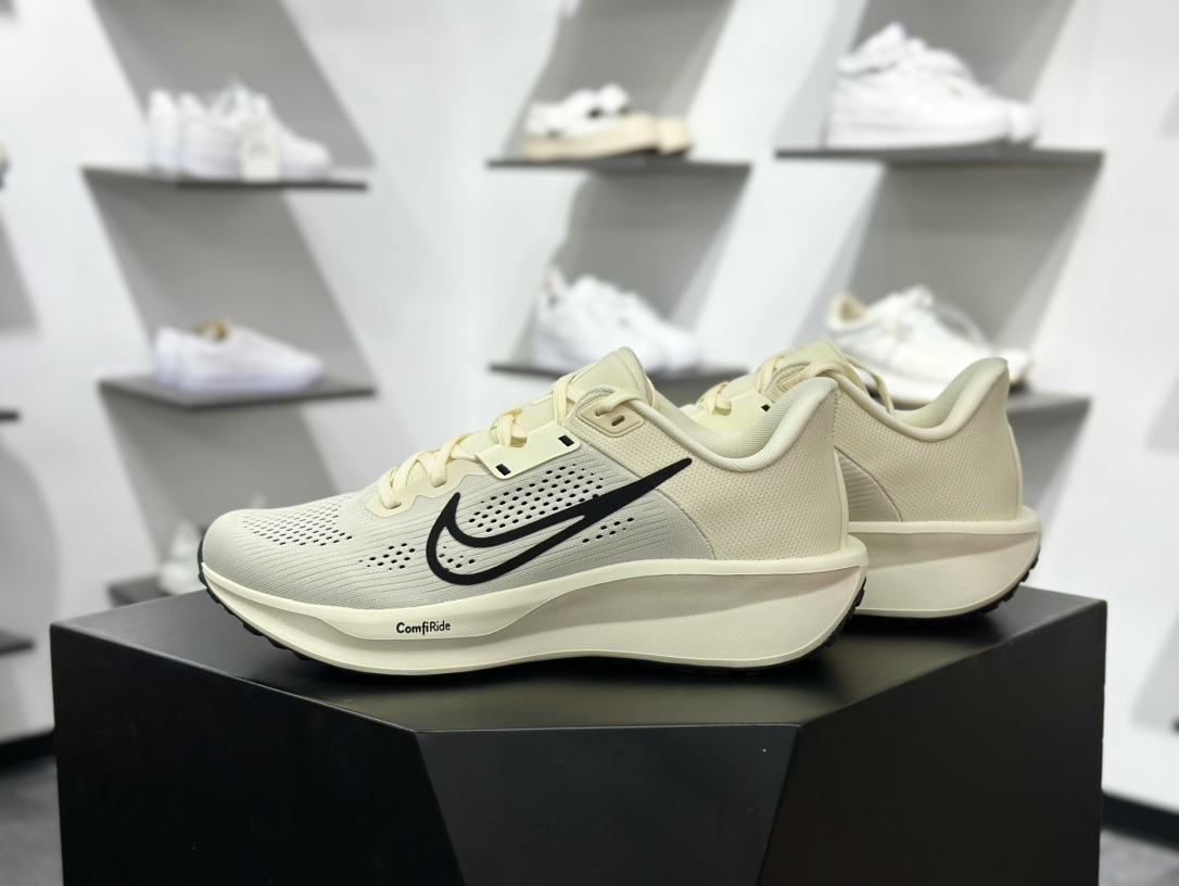 耐克Nike Zoom Quest 6 探索者6代系列低帮轻质透气休闲运动跑步鞋“网织米黄黑” FD6033-104
