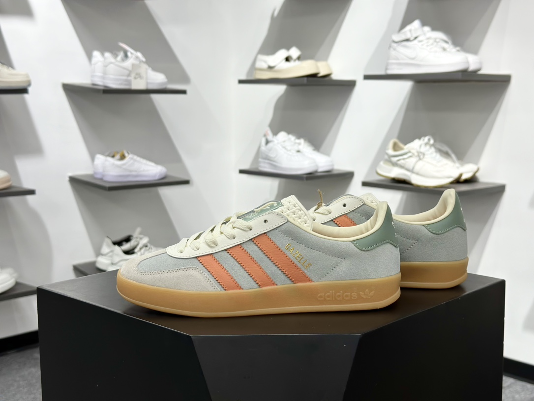 160 AD Originals Gazelle Indoor 灰绿橘 三叶草复古休闲运动板鞋 JQ0011