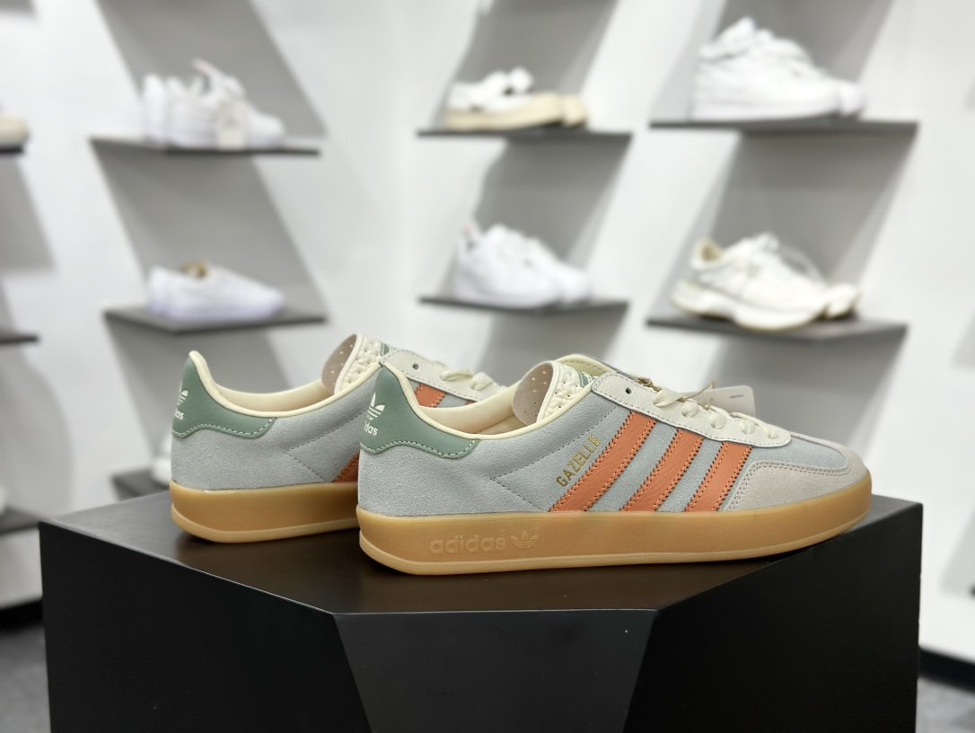 160 AD Originals Gazelle Indoor 灰绿橘 三叶草复古休闲运动板鞋 JQ0011