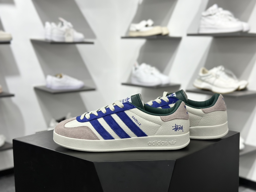adidas Originals Gazelle INdoor x Stussy 三叶草休闲防滑耐磨低帮板鞋 DD6601QF