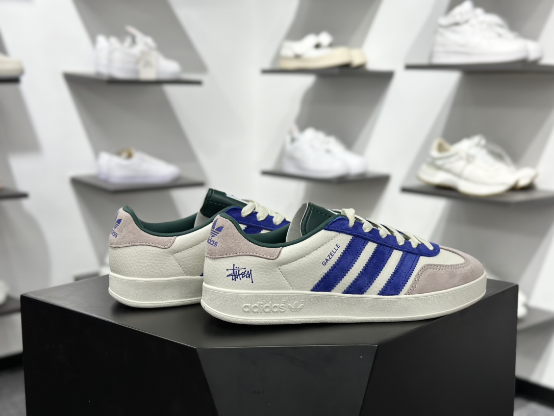 adidas Originals Gazelle INdoor x Stussy 三叶草休闲防滑耐磨低帮板鞋 DD6601QF