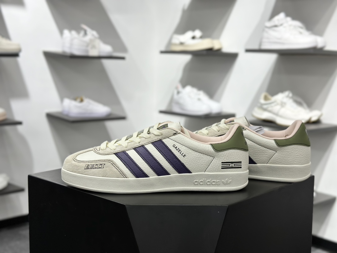 adidas Originals Gazelle INdoor x GUCCI 三叶草休闲防滑耐磨低帮板鞋 DD6603