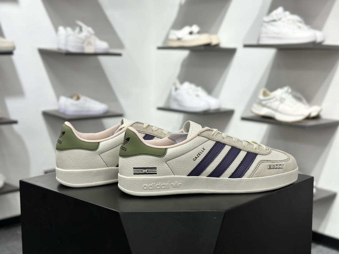 adidas Originals Gazelle INdoor x GUCCI 三叶草休闲防滑耐磨低帮板鞋 DD6603
