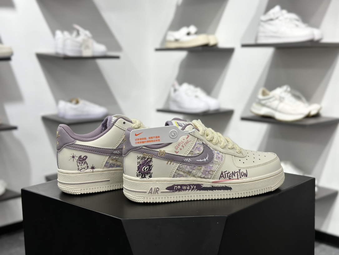Nike Air Force 1 Low 07 白灰黑麻绳涂鸦 FJ7740-910
