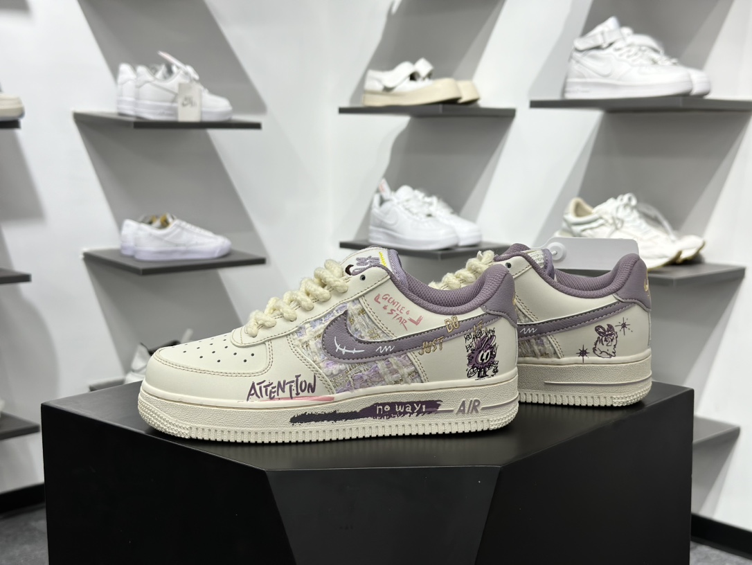 Nike Air Force 1 Low 07 白灰黑麻绳涂鸦 FJ7740-910