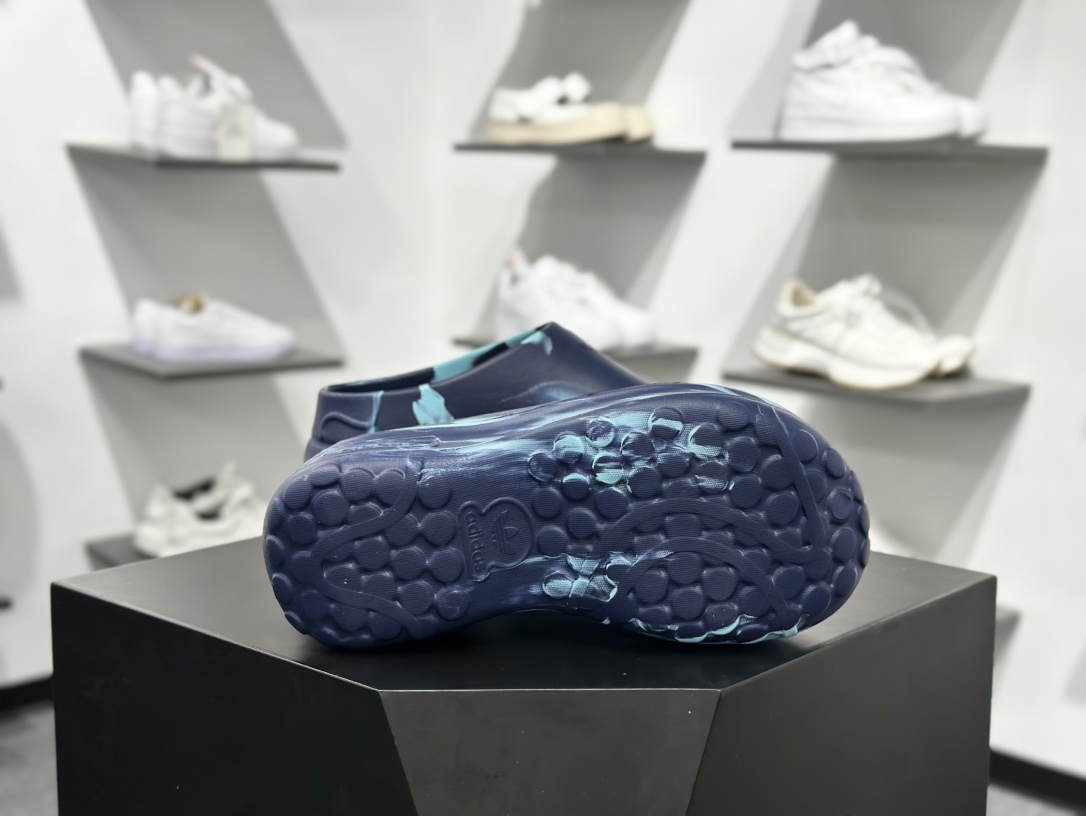 阿迪达斯Adidas Adifom Stan Smith Platform Mule”Night Indigo/Clear Mint”休闲包头露跟凉鞋式拖鞋“夜靛蓝清薄荷”ID5812