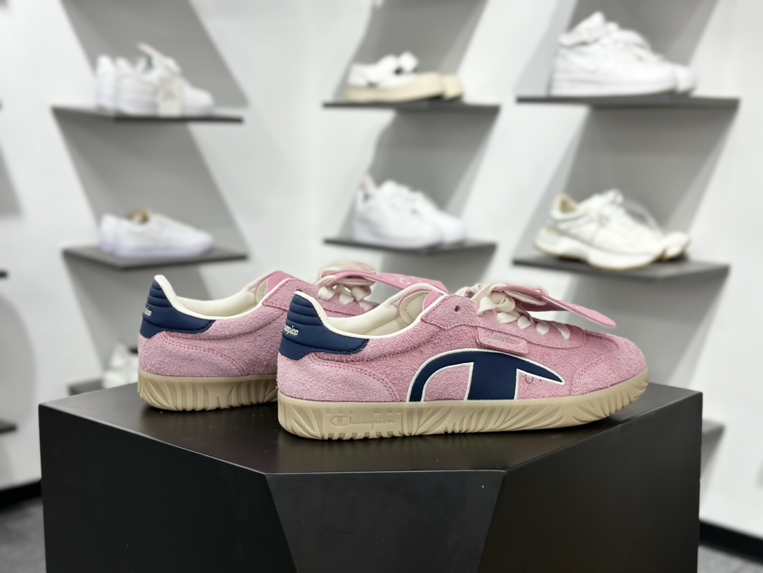 冠军Champion Essentials Champ T-Trainer 基础训练系列低帮低帮休闲运动板鞋“翻毛浅粉藏蓝” U4CFCTW14K1