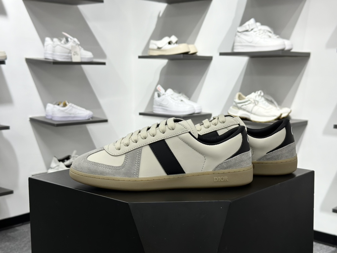 360 迪奥/Dior B01 Matchpoint Low Sneakers B01系列低帮小白鞋“皮革米白灰黑生胶底”3SN328ZRH_H069