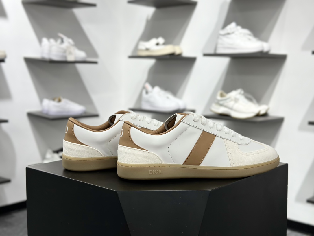 360 迪奥/Dior B01 Matchpoint Low Sneakers B01系列低帮小白鞋“皮革白棕生胶底”3SN328ZRH_H076