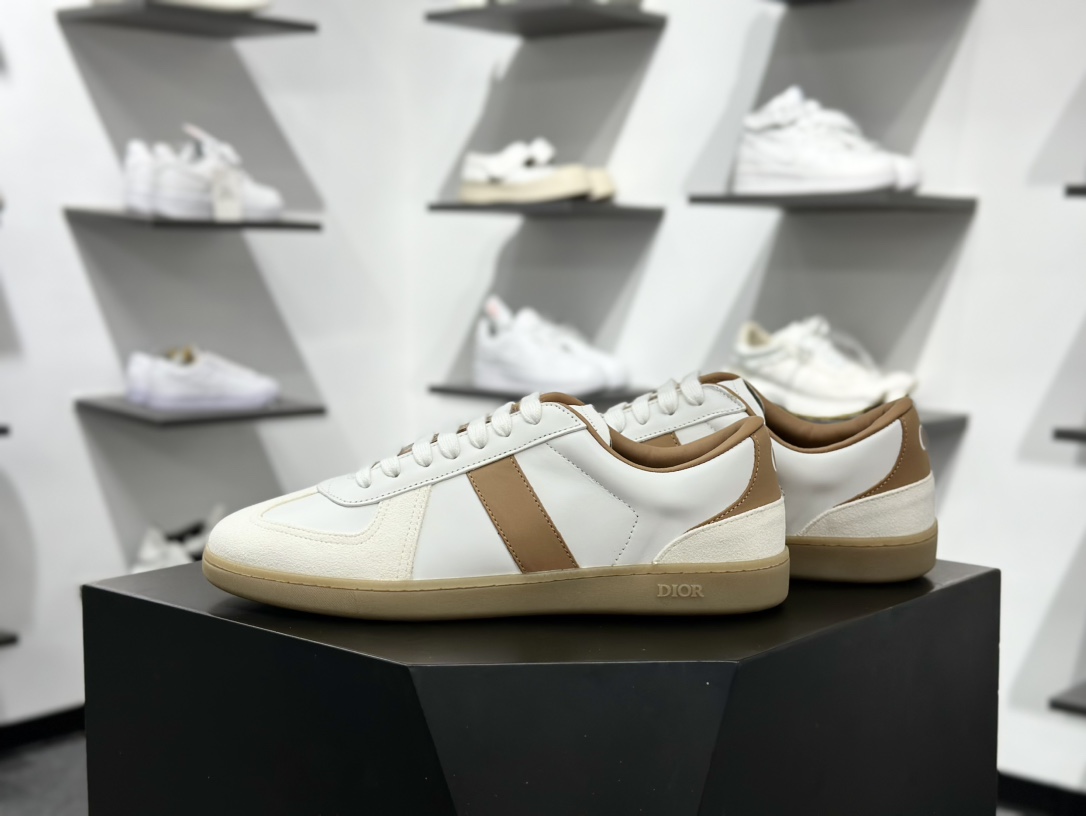 360 迪奥/Dior B01 Matchpoint Low Sneakers B01系列低帮小白鞋“皮革白棕生胶底”3SN328ZRH_H076