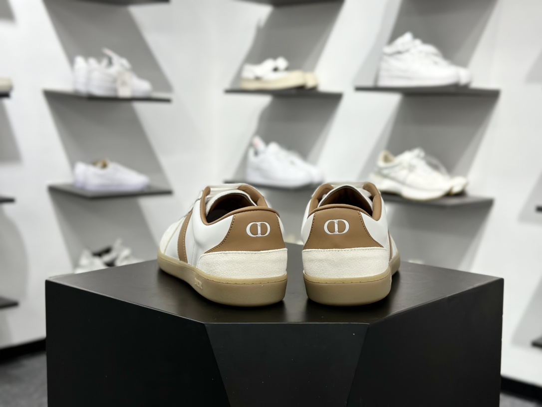 360 迪奥/Dior B01 Matchpoint Low Sneakers B01系列低帮小白鞋“皮革白棕生胶底”3SN328ZRH_H076