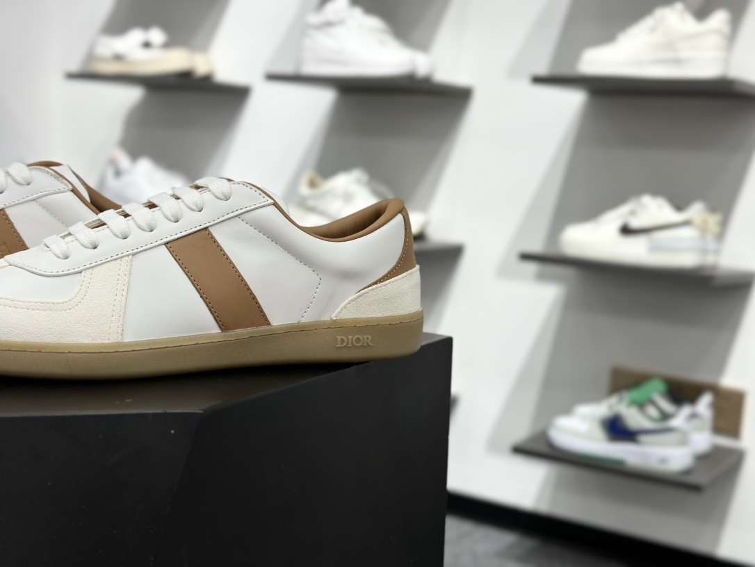 360 迪奥/Dior B01 Matchpoint Low Sneakers B01系列低帮小白鞋“皮革白棕生胶底”3SN328ZRH_H076