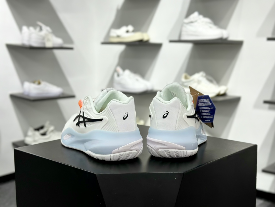 亚瑟士Asics Gel Resolution X 决心X系列低帮网球训练透气休闲运动跑步鞋“白黑冰蓝”1041A481-100