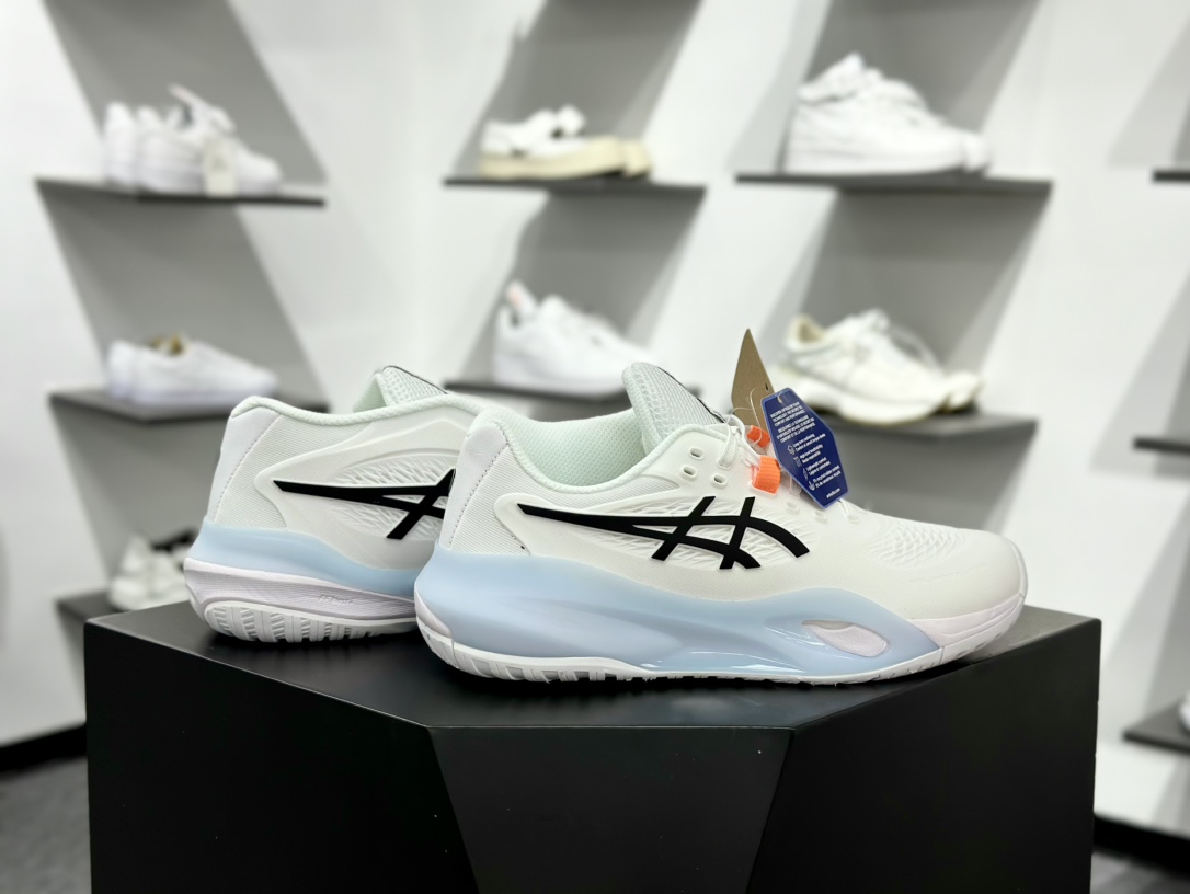 亚瑟士Asics Gel Resolution X 决心X系列低帮网球训练透气休闲运动跑步鞋“白黑冰蓝”1041A481-100