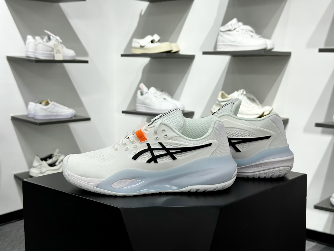 亚瑟士Asics Gel Resolution X 决心X系列低帮网球训练透气休闲运动跑步鞋“白黑冰蓝”1041A481-100